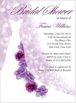 Purple Floral Wedding Dress Bridal Shower Invitation HPB116 [HPB116]