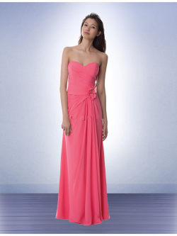 US$134.99 2015 Pink Floor Length Sweetheart Flowers Chiffon Ruched Sleeveless