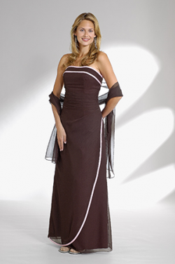 US$164.99 2015 Strapless Chiffon Shawl Ruched Brown Sleeveless Floor Length