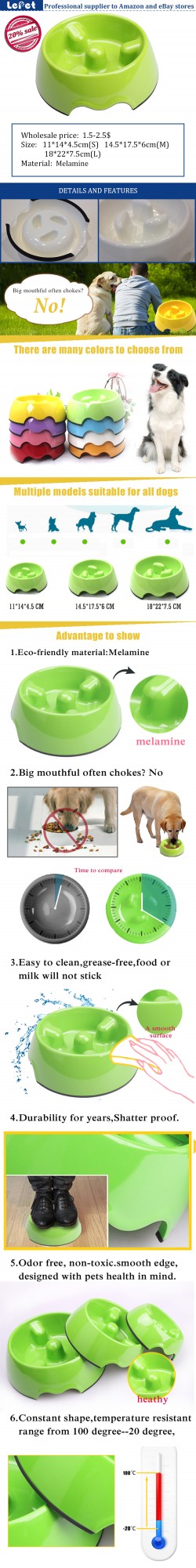 Slow feed dog bowl melamine pet feeder dog bowl manufacturer wholesale