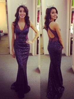 Shimmer Backless Prom Dresses, Low back Gowns with Long Sleeve