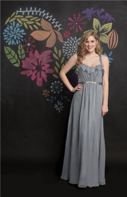 US$141.99 2016 Ruched Floor Length Criss Cross A-line Straps Chiffon Gray Sleeveless