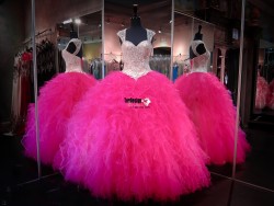 2017 New Beaded Sweet 15 Ball Gown Fuchsia Satin Organza Prom Dress Gown Vestidos De 15 Anos wit ...