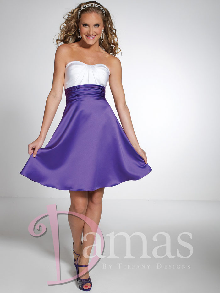 US$138.99 Ruched Sweetheart Satin A-line Short Length Purple Sleeveless Lace Up