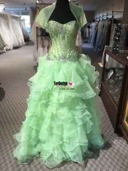 Wholesale 2017 Sweet 15 Dress Mint green Ruffled Quinceanera Dress