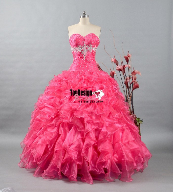 Wholesale 2017 Sweet 15 Dress New Hot Pink Quinceanera Dress Prom Pageant Ball Gown Stock Size