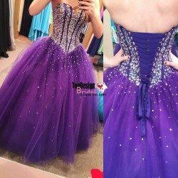 Wholesale 2017 Sweet 15 Dress New Purple Ball Gown Quinceanera Dresses crystals Beading Formal P ...