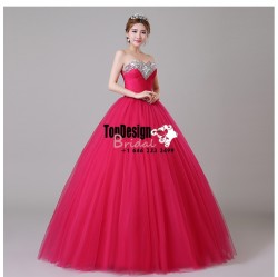 Wholesale Vestidos De Fiesta New 2017 Sweet 15 Dress Hot pink Beaded Organza Quinceanera Ball Gown