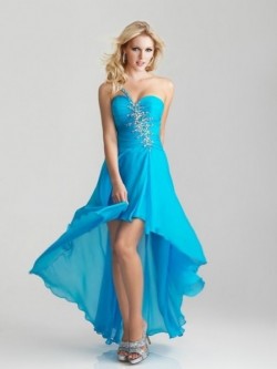 A-line One-Shoulder Asymmetrical Chiffon Dress with Beading