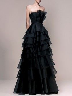 Shop Exclusive A-line Strapless Black Tulle Sashes / Ribbons Floor-length Ball Dresses in New Ze ...