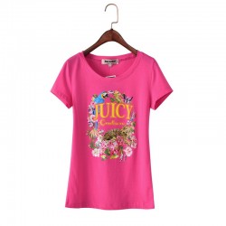 Juicy Couture Floral Tiger Graphic Tee T011 Women T-Shirt Rose