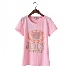 Juicy Couture Glitter Crown Graphic Tee T010 Women T-Shirt Pink