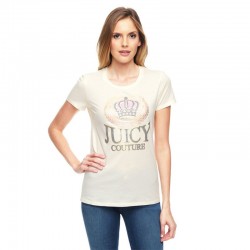 Juicy Couture Glitter Crown Graphic Tee T010 Women T-Shirt White