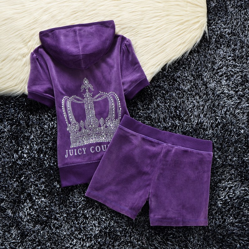 Juicy Couture Studded Crown Velour Tracksuit 609 2pcs Women Suits Purple
