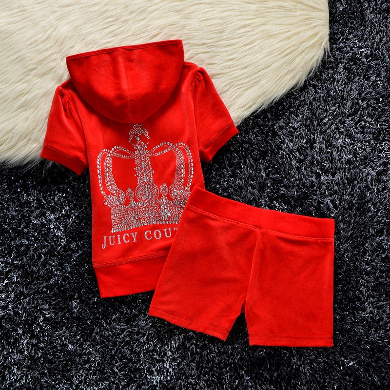 Juicy Couture Studded Crown Velour Tracksuit 609 2pcs Women Suits Red