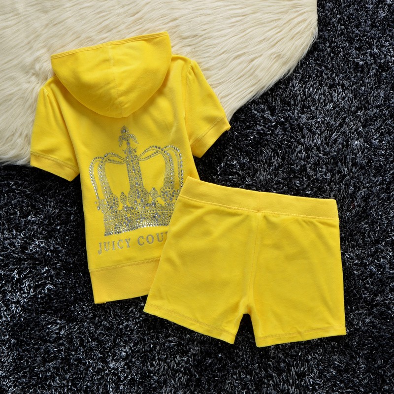 Juicy Couture Studded Crown Velour Tracksuit 609 2pcs Women Suits Yellow