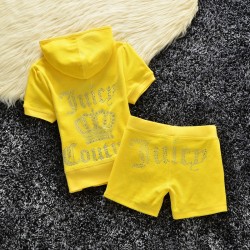 Juicy Couture Studded Logo Crown Velour Tracksuit 608 2pcs Women Suits Yellow