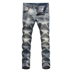 Philipp Plein SS2017 Mens Long Jeans Straight Graffite Holes Navy