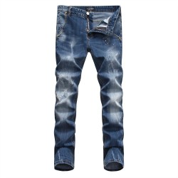 Philipp Plein SS2017 Mens Long Jeans Straight Paint Point Navy