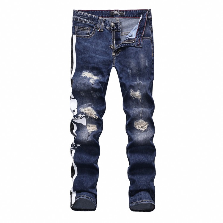 Philipp Plein SS2017 Mens Long Jeans Straight Superme Skull Navy ...