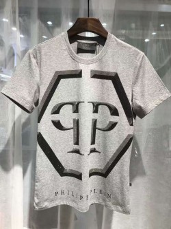 Philipp Plein SS2017 Mens T-Shirt Hexagonal Logo Grey