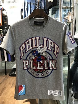 Philipp Plein SS2017 Mens T-Shirt Misty Stars Fly Grey