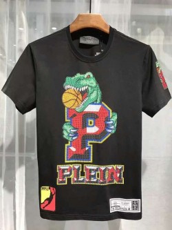 Philipp Plein SS2017 Mens T-Shirt Mulberry Dinosaur Black