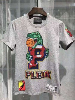 Philipp Plein SS2017 Mens T-Shirt Mulberry Dinosaur Grey