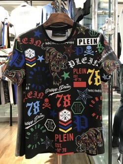 Philipp Plein SS2017 Mens T-Shirt Multiple Patterns Black