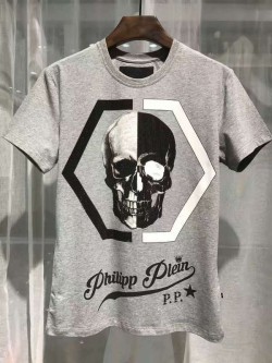 Philipp Plein SS2017 Mens T-Shirt Shio Brand Skull Grey