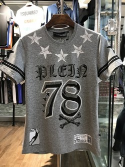 Philipp Plein SS2017 Mens T-Shirt Stars Skull 78 Grey