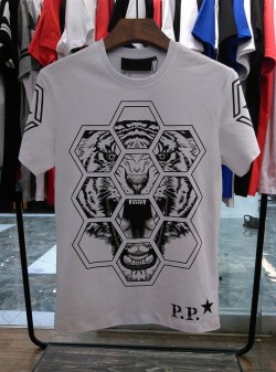 Philipp Plein SS2017 Mens T-Shirt Tiger Hexagon Logo White