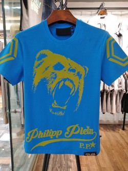 Philipp Plein SS2017 Mens T-Shirt Roar Bear Head Blue