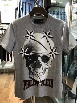 Philipp Plein SS2017 Mens T-Shirt Starry Skull Ceil Grey