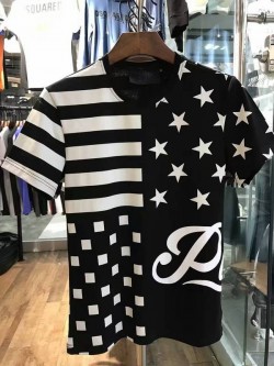 Philipp Plein SS2017 Mens T-Shirt Stars Stripes Black