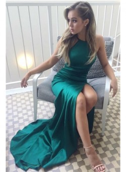 Sexy Split Halter Straps Green Evening Dresses 2017 Cheap Formal Prom Dress BA6752_$99 Dresses_W ...