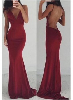 Mermaid V-Neck Backless Party Dresses Spaghetti Strap Empire Sexy 2017 Evening Gowns AE0153_Dres ...