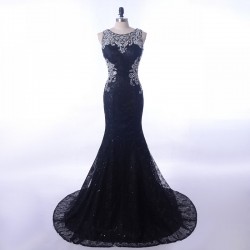 Vintage Lace Black 2018 Crystals Sheer Illusion Back Long Prom Evening Dress [PS1709] – $1 ...