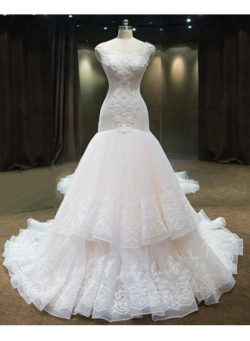 Luxury Brautkleider Mit Spitze Perlen Tüll Hochzeitskleid Günstig