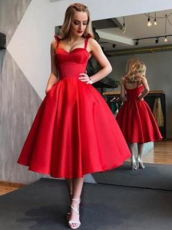 Red Bowknot Straps Short Prom Dress, Cut Out Back Homecoming Dress, OP148 – ombreprom.co.uk