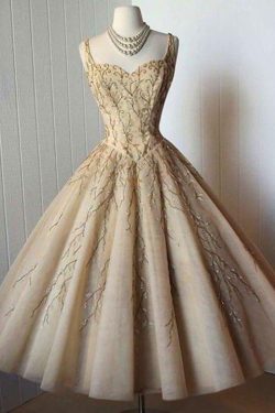 Elegant A-Line Straps Sweetheart Tea-Length Sleeveless Homecoming Dresses OKD92 – Okdresses