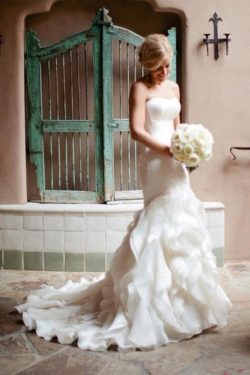 Gorgeous Trumpet Strapless Open Back Ruffles Wedding Dresses W355