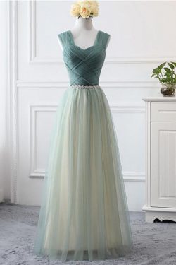 Simple Sweetheart A Line Open Back Tulle Floor Length Prom Dress P788