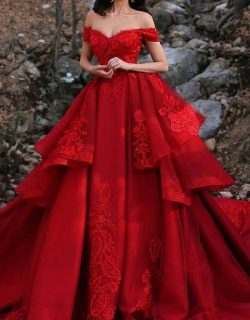 Luxus Hochzeitskleider Rot A Linie Spitze Brautkleider Günstig Online
