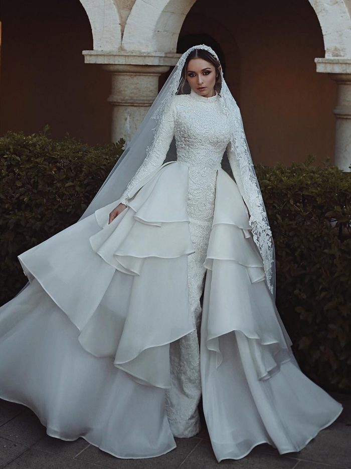 Luxus Hochzeitskleider Mit Ärmel Spitze A Linie Brautmoden Online