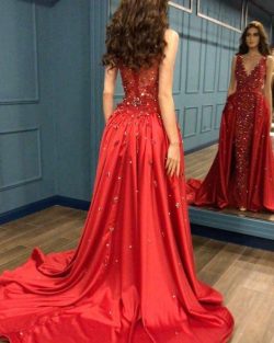 Rotes Abendkleid Lang Günstig | Rote Kleider mit Spitze