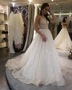 Modern Hochzeitskleider Mit Glitzer | Brautkleid A Linie Online