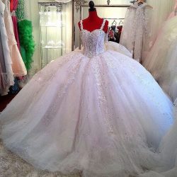 Beading Sparkly Puffy Luxurious Lace Wedding Dress