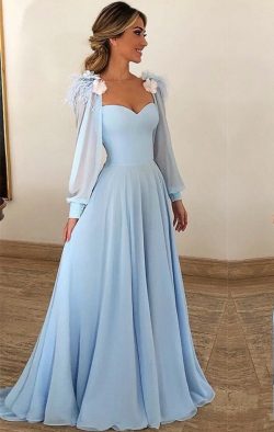 Elegante Abendkleider Lang Günstig | Abiballkleider Blau Online