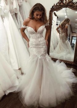 Modern Brautkleid Meerjungfrau Günstig | Hochzeitskleider Mit Spitze